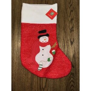 Snowman " Red Christmas Stocking NEW With Tag
